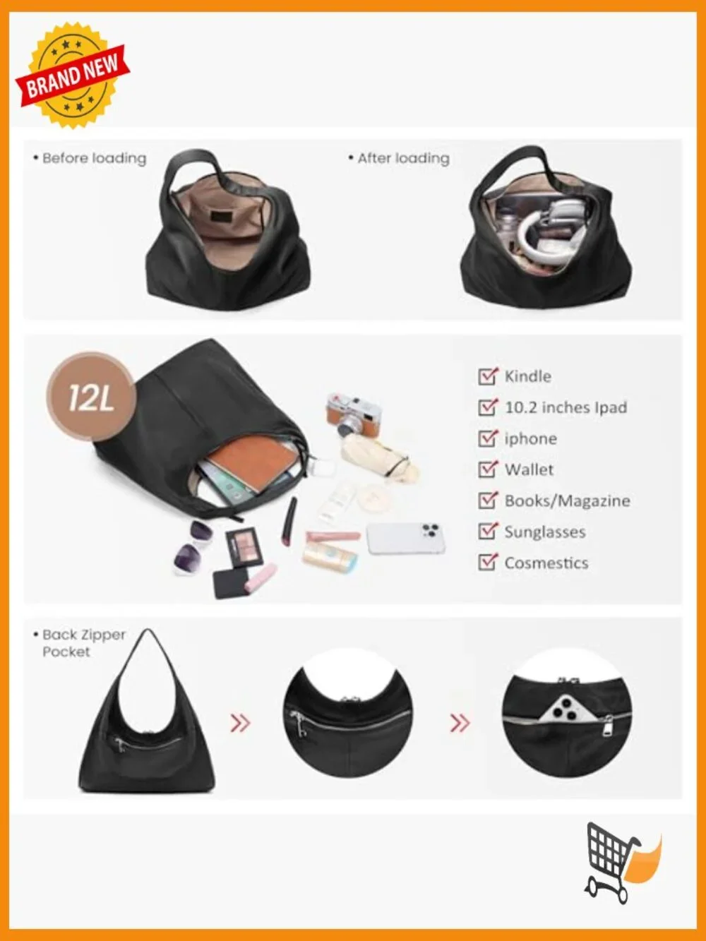 Ultra Soft Leather Slouchy Hobo Bag, Large Tote Purse for Work Travel